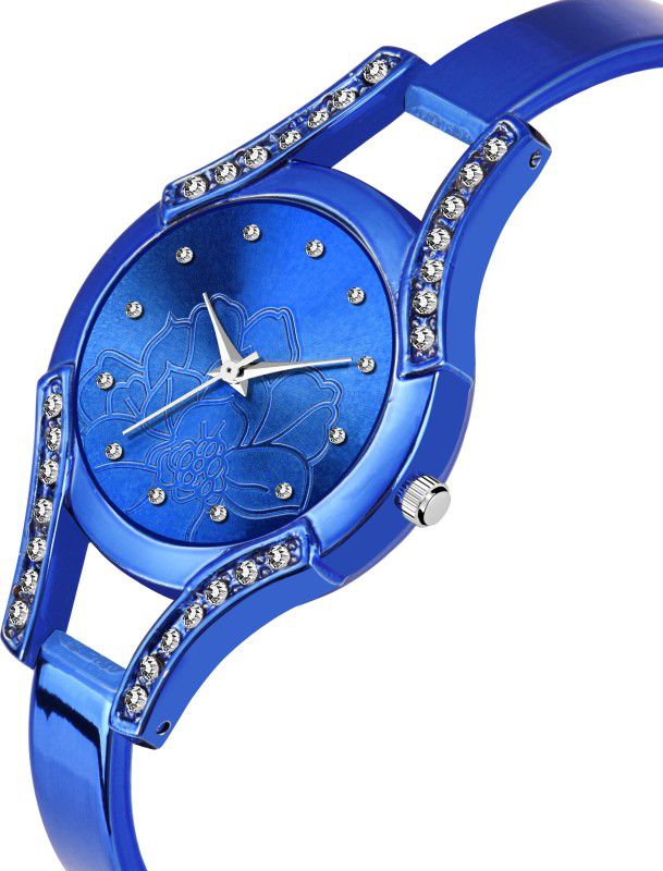 Analog Watch - For Women IL-15 NEW LUXURY STYLISH DIAMOND BLUE ROUND BLUE ANALOGUE DIAL DESIGNER LADIES GIRLS WRIST WATCH NEW ARRIVAL FAST SELLING TRACK DESIGNER METAL BELT DESIGNER DIAL WRIST WATCH Analog Watch - For Women
