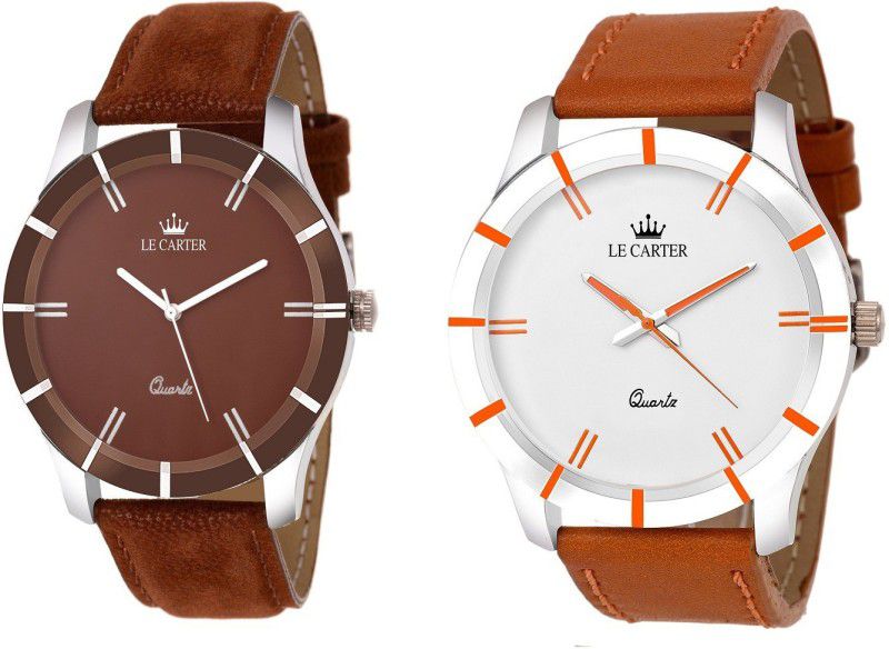 Leather Strap Stylish Combo Analog Watch - For Men LCW-3001