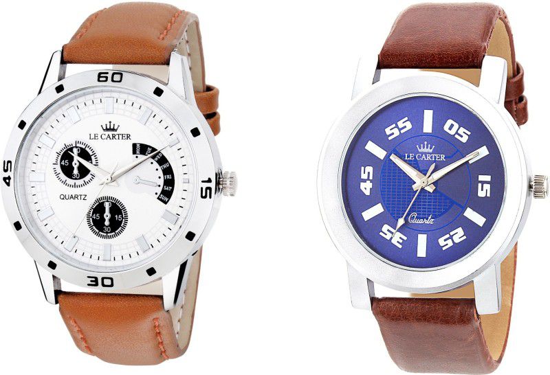 Leather Strap Stylish Combo Analog Watch - For Men LCW-3005