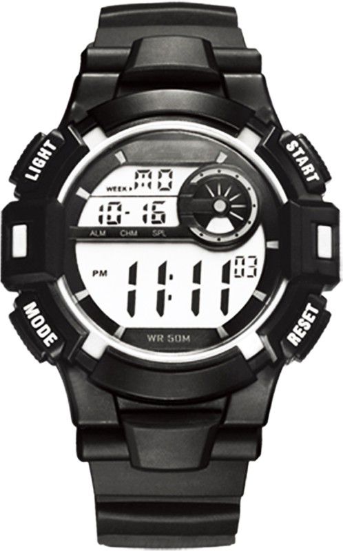 Velocity-M Series Digital Chronograph and Alarm Function Digital Watch - For Men QDR305G-Black