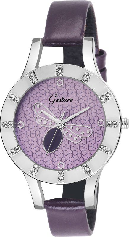 Analog Watch - For Women 106-Purple Diamond Studded Strap