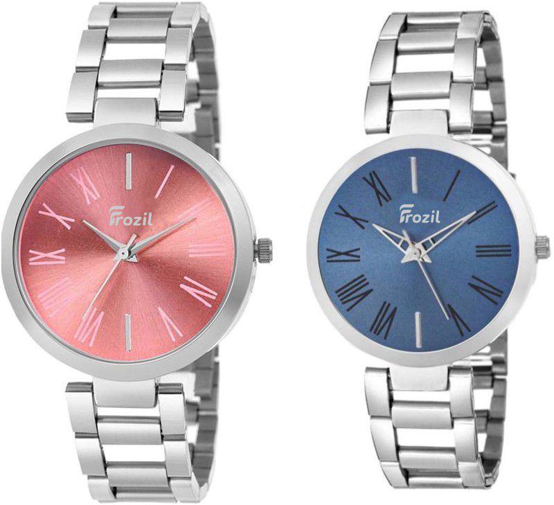 Set Of 2 Watch Analog Watch - For Women Analog Pink Blue Dial Combo Watch