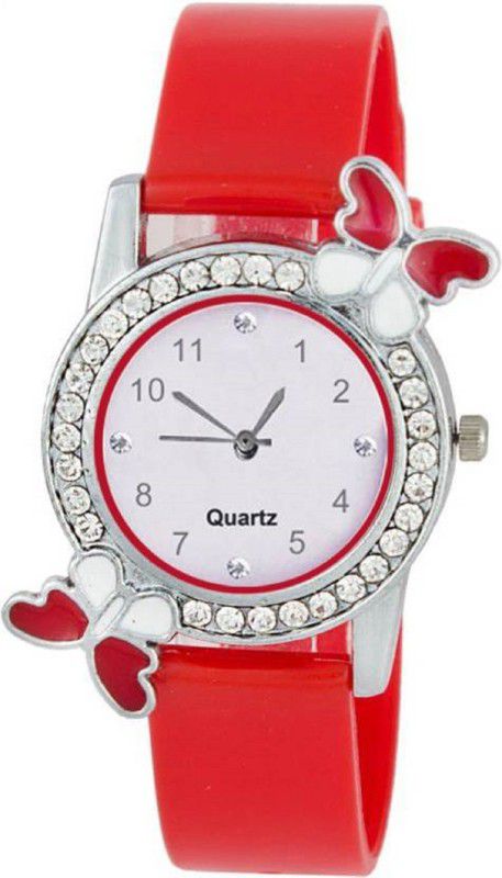 Analog Watch - For Girls red diamond studded attractive butterfly stylish women