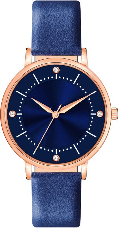 PAPIO Blue Color Leather Strap Girls Analog Watch - For Women
