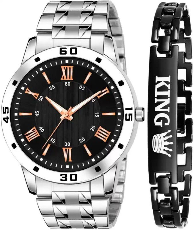Fancy Design Watch with Black King Bracelet New Arrival Fast Selling Track Analog Watch - For Men New Stylis Men's All New