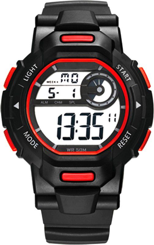 WR Runner-M Series Digital Chronograph and Alarm Function Digital Watch - For Men QDR303G-Red