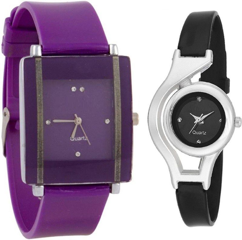Analog Watch - For Girls Purple square shape simple and professional and glory round different shape black women