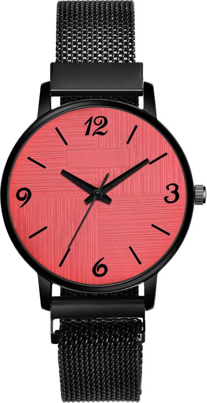 Designer Top Selling Analog Watch with Magnetic Belt (Dial: Red, Strap: Black) ) Analog Watch - For Girls AWBGMT226