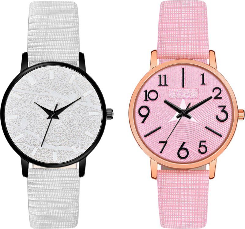 New Stylish Numeric Letter And Sparrow Design Dial With Genuine Leather Strap Pack Of 2 Analog Watch - For Girls MT348327