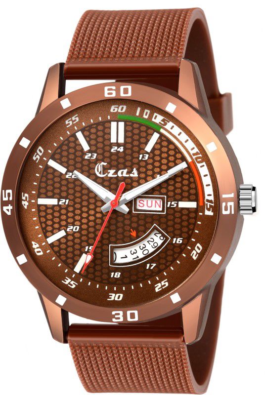 Brown Mesh Band Latest Day and Date Function Analog Analog Watch - For Men CS-5621