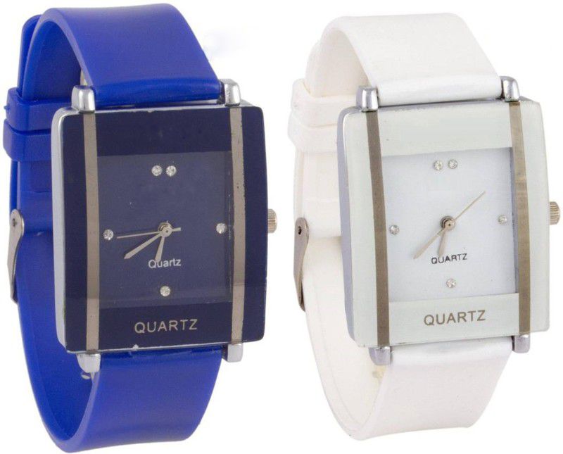 Analog Watch - For Girls Glory Blue and White square shape simple and professional women