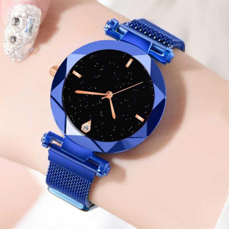 Analog Watch - For Girls Stylish Luxury Blue Mesh Magnet Buckle Quartz Watches(452)