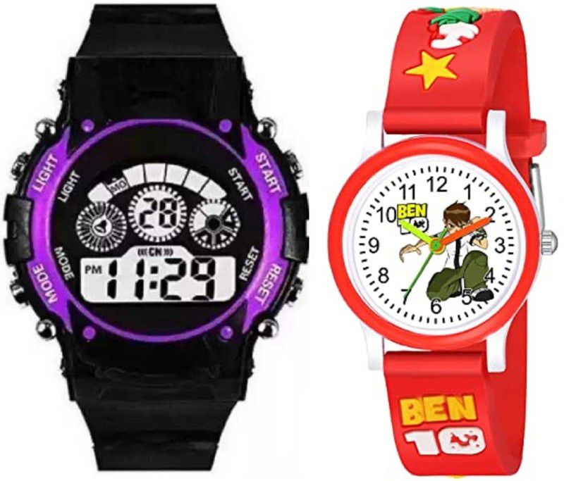 Digital Watch - For Boys & Girls (EDC-6) PURPLE-RED NEW COLLECTION OF ATTRACTIVE DIG-ANG WATCHES FOR GIRLS & BOYS