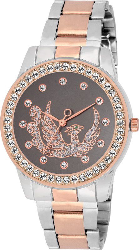 diamond studded attractive fancy ladies & women Analog Watch - For Girls DUAL TONE BLACK EAGLE -SOOMS SERIES