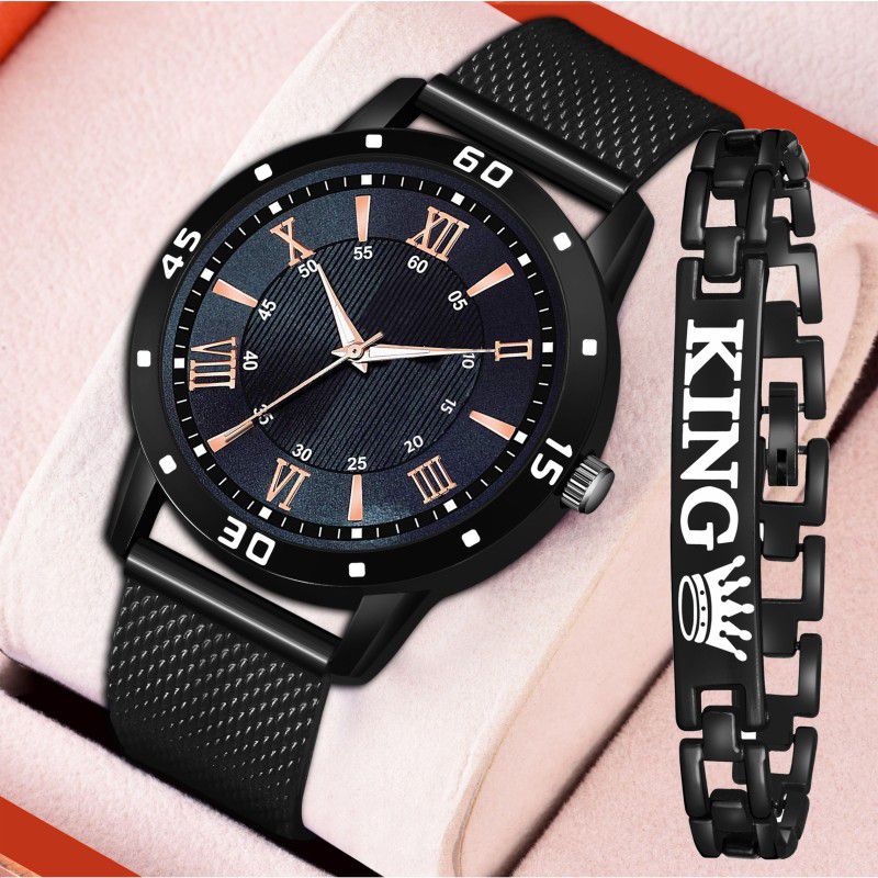 Stylish Branded All Black Color New Model Analogue Attractive Silicone Strap Analog Watch - For Men Ayr Roman Black Watch for Men Watches Men's Watch Boys Watch with King Bracelet