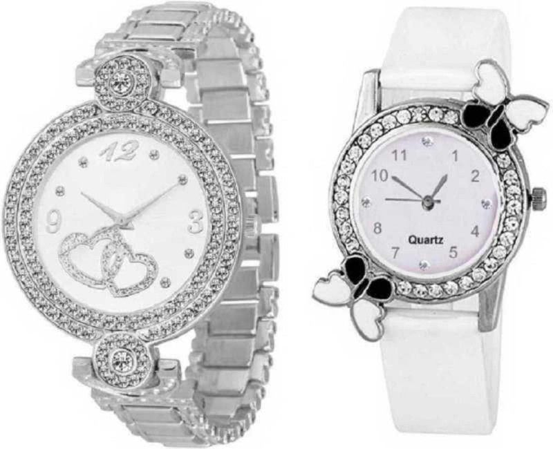 stylish different colored Watch Analog Watch - For Women NEW BEST COMBO WATCHES FOR GIRLS & WOMENS SILVER DOUBLE DILL + TITTLE WHITE DZ Analog Watch - For Womens & Girls