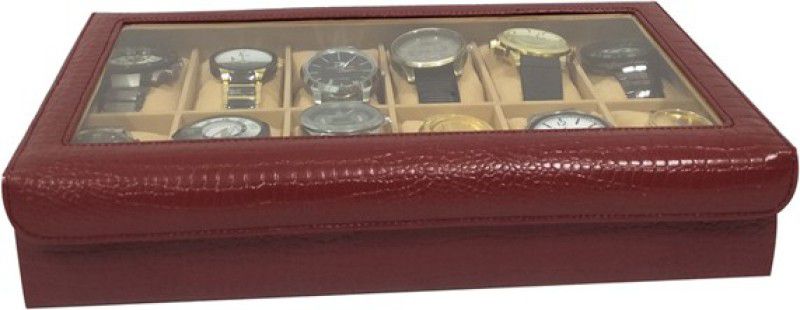 Case 4 Watch Box  (Maroon, Holds 12 Watches)