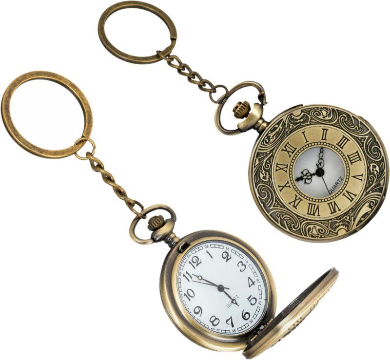 GT Gala Time Premium Vintage Roman Number Theme Designer Gandhi Style Antique Pocket Watch Key Chain Gift Stainless Steel Pocket Watch Chain