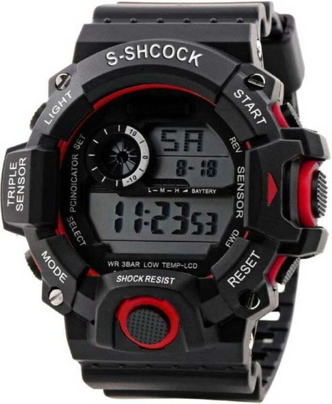 water Resistant_Alarm/Day-Date Multi functional Digital Watch - For Men KTS-2603 S-SHOK