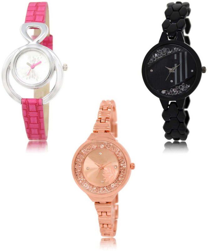 Latest Set of 3 Stylish Attractive Professional Designer Combo Analog Watch - For Women LR-205-221-225 Premium Quality Collection