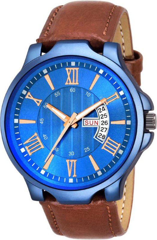 Brown Strap Leather Analog Watch For Boys Strap Date And Time Display Analog Watch - For Men 2030