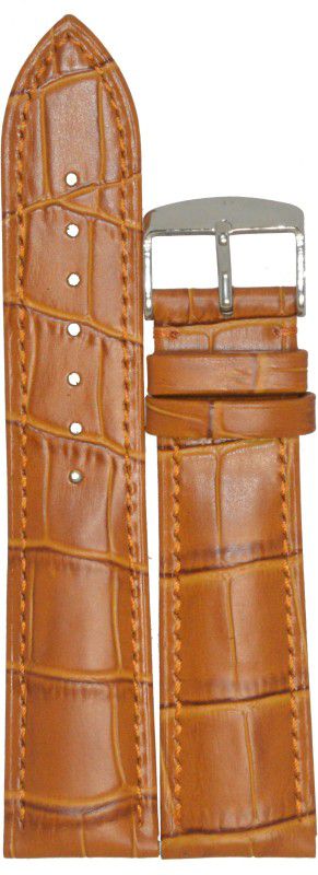 KOLET Croco Half Padded H158 24 mm Genuine Leather Watch Strap  (Tan)