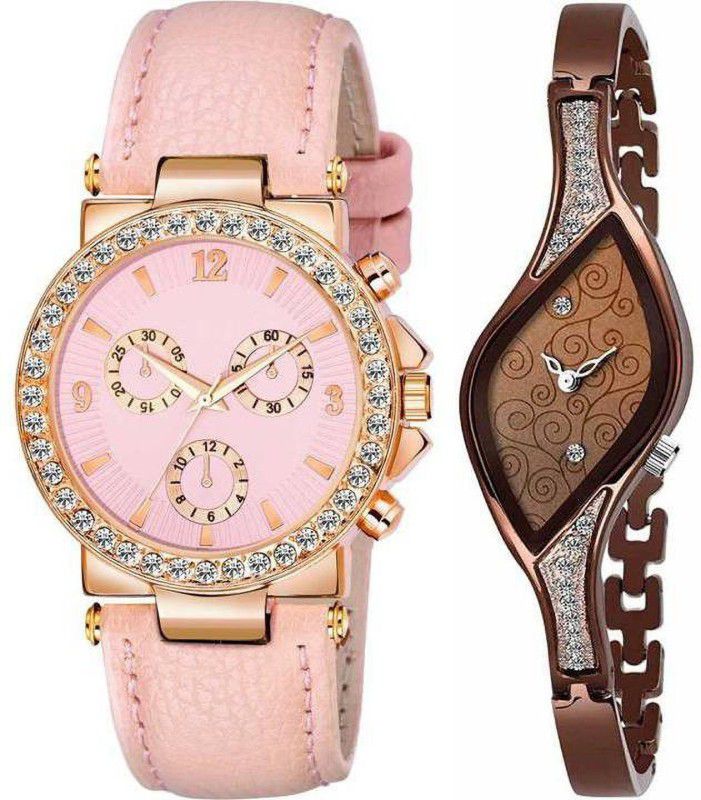 Girls Watch Combo Analog Watch - For Girls New Best Combo Pack 2 Stylish Diamond Studded Party-Wedding Style Watch For Girls & Women