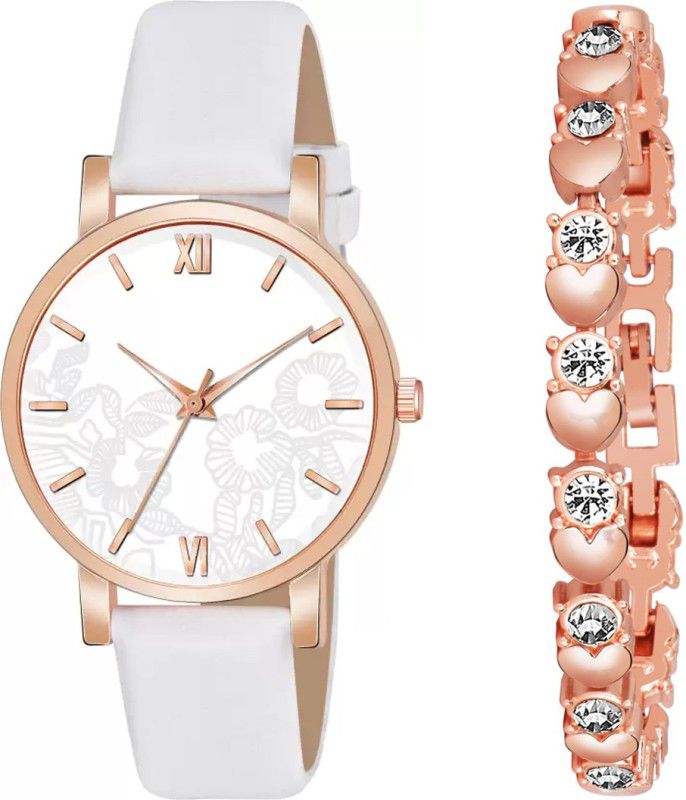 New Multicolor Flower Design - Multicolor Dial Watch & Bracelet Combo Analog Watch - For Women