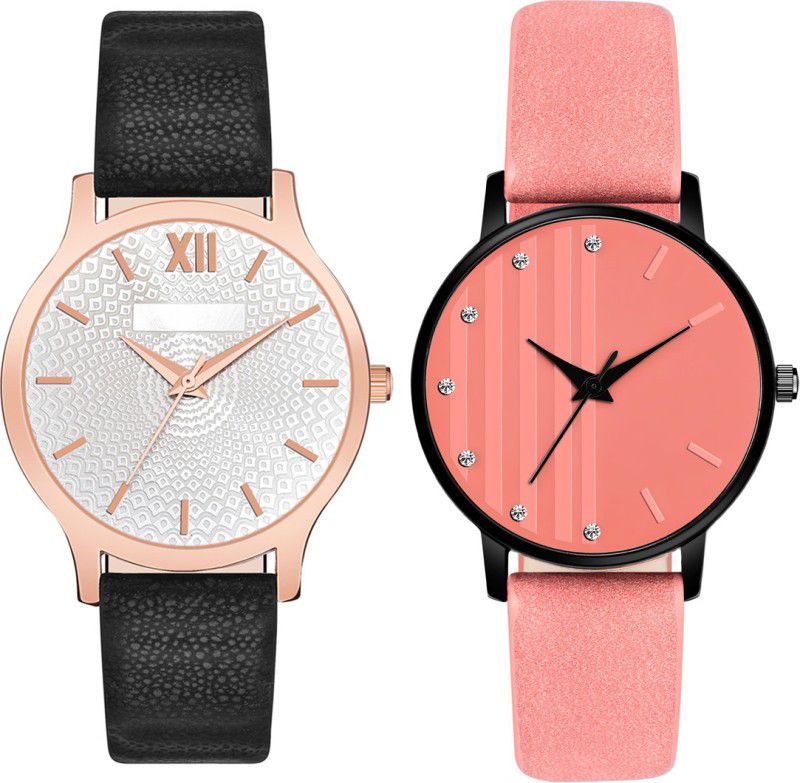 Leather Belt 2021 Best Combo Analog Watch - For Girls MT341323 Latest Beautiful Artist Designer watch for Women And Girls (Pack of 2)