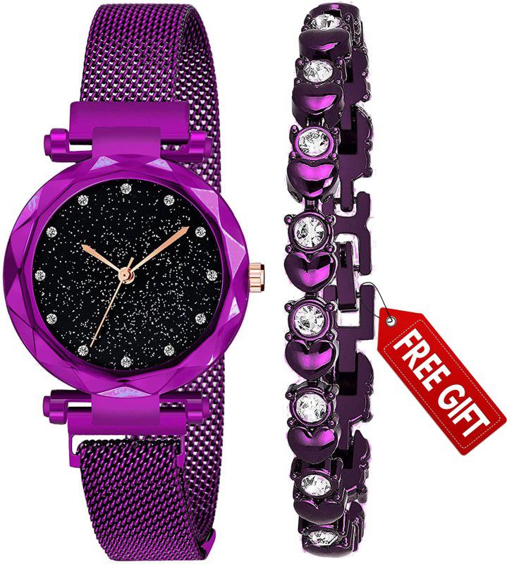 Analog Watch - For Women 4 Colors Magnet Strap Analogue Women's and Girls Watch Sweet Heart 4 Colors Bracelet Combo for Girl's & Women's Watch (Set of 2)