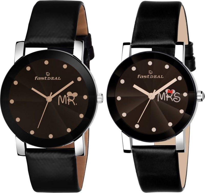 Analog Watch - For Men & Women Mr & Mrs couple Dial Leather Strep Couple Watch