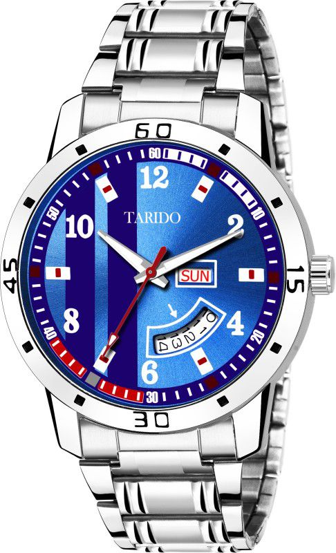 Standard blue dial stainless steel strap day & date working wrist Analog Watch - For Men TD1964SM04