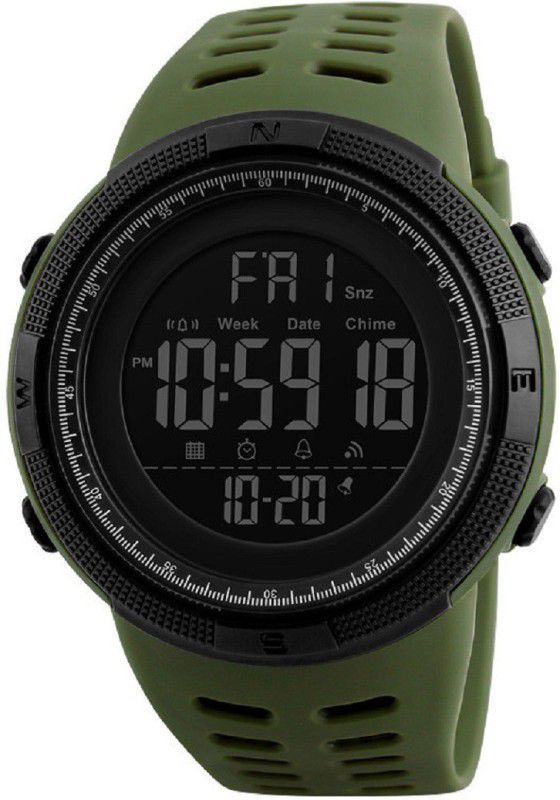 Digital Watch - For Men 1251 Army Green Black Chronograph Digital