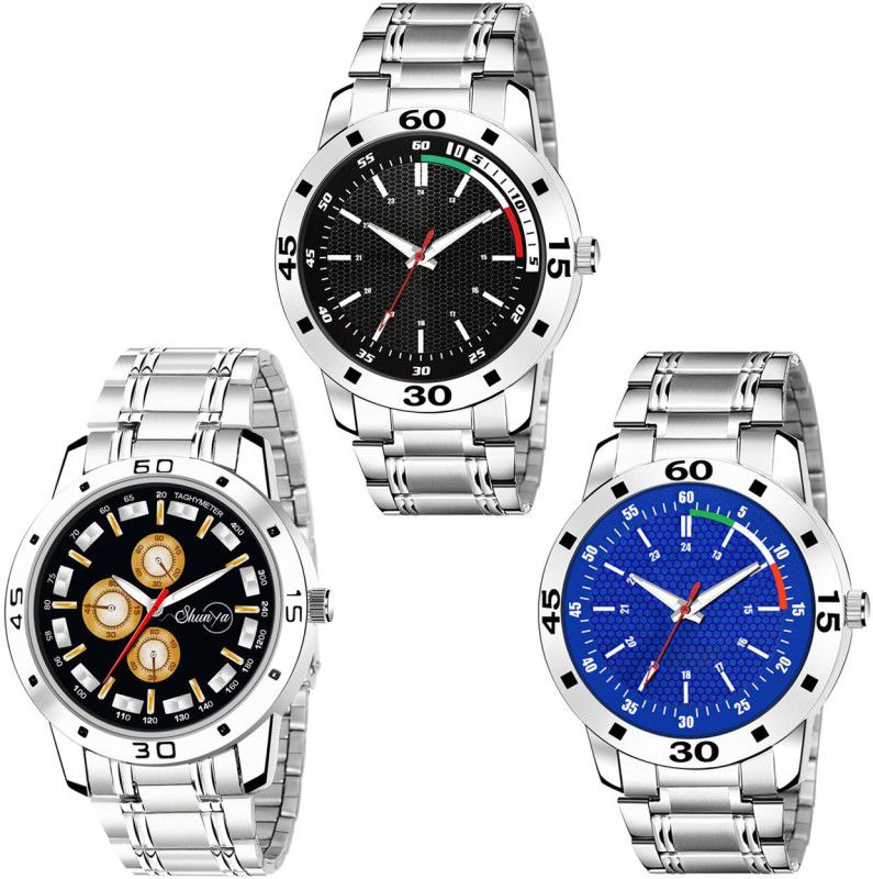 Stainless Steel Belt Analog Watch - For Men New Innovative Different Looking Multi Color Dial Combo pack03