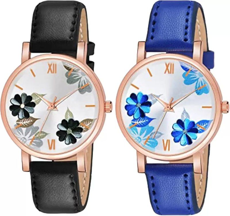 New Arrive Multicolor Flower Designed(Casual+PartyWear+Formal) Combo Analog Watch - For Girls