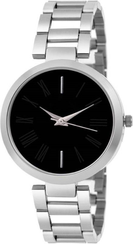 Black Color New Beautiful Girls Watch Silver Strap Black Stainless Steel Analog Watch - For Women fastreck women-Black