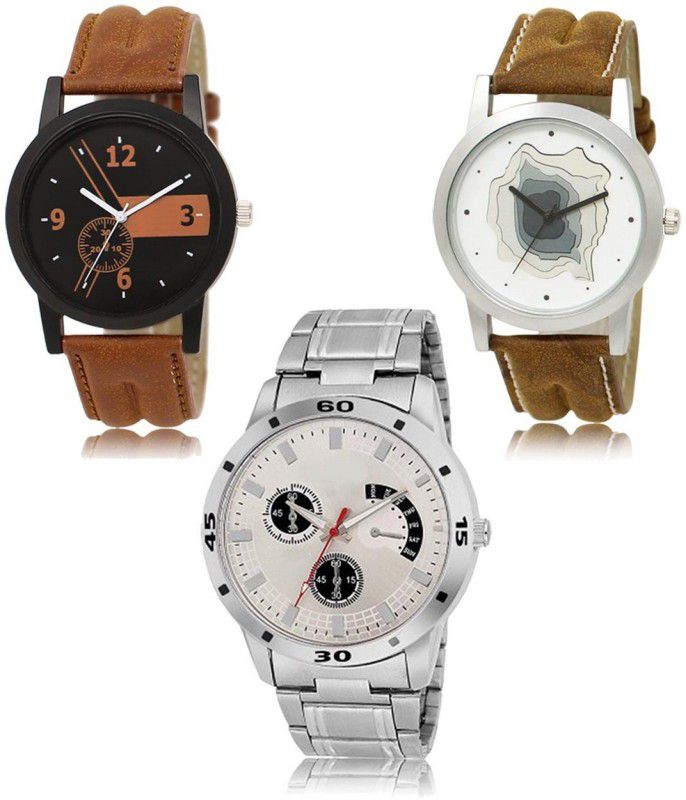 Stylish Attractive Professional Designer Combo Analog Watch - For Men LR-01-09-101 Hot Selling Premium Quality Collection Latest Set of 3