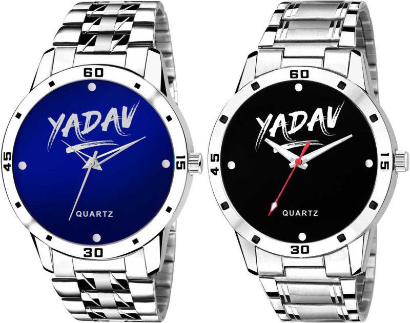 YADAV COMBO WATCH Analog Watch - For Men Combowatch_TD9018SM014 Yadav Combo Watch Silver Chain Exclusive Pack of 2