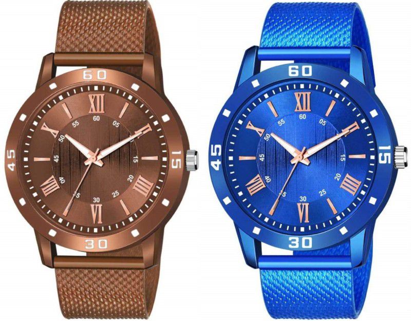 Analog Watch - For Men SWC-175 New Best Brown And Blue Watch Combo For Boys