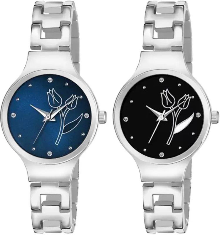 Analog Watch - For Girls Flower Special Edition Combo Blue & Black Dial All Women-Ladies Hand