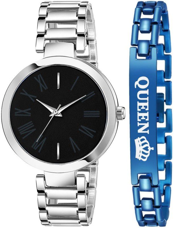 Analog Watch - For Girls BLK LTTN+037 DESIGNER WATCH AND ONE STYLISH BR COMBO FOR GIRLS AND WOMEN
