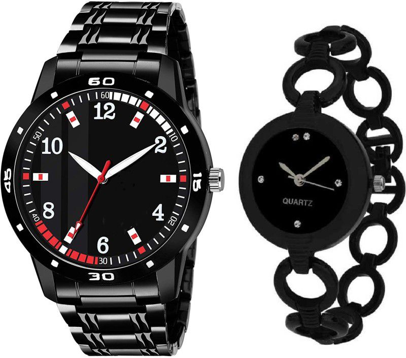 couple watch avios chain Analog Watch - For Couple couple watches in black goldi look