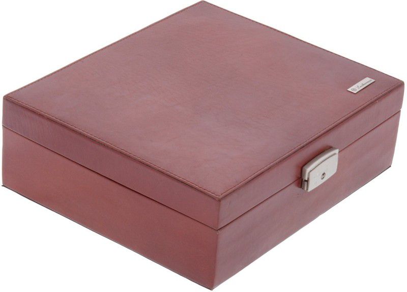 Square Watch Box Watch Box  (Tan, Holds 8 Watches)