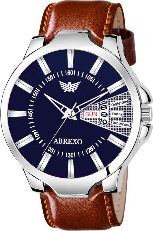 Abx1191 Brown Blue Blue Dial Brown Strap Day & Date Functioning Watch For Boys Analog Watch - For Boys