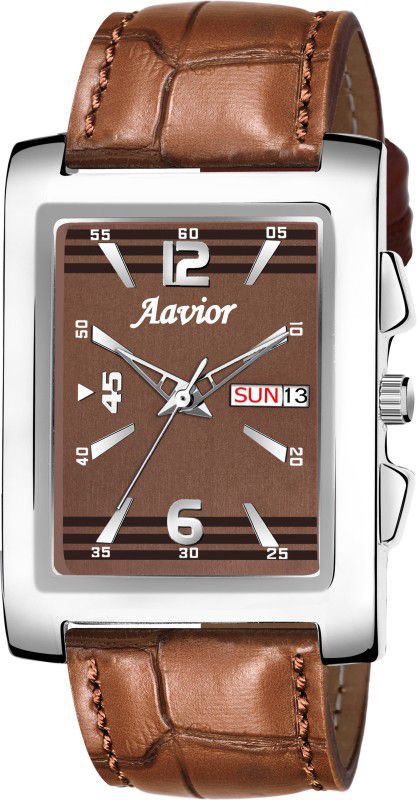 Analog Watch - For Men CAV-SDDS 118 Brown Square Dial Shaped Day & Date Feature Quartz Analog