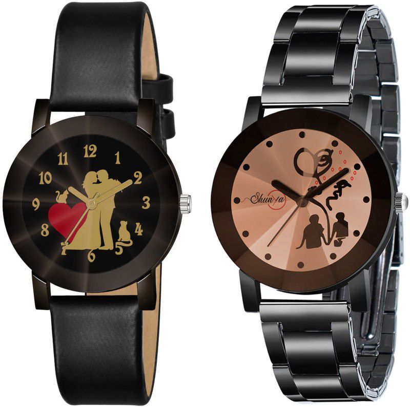 Analog Watch - For Girls New Rich Looking Crystal Cut Glass & Black Stylish Dial Combo Pack-02