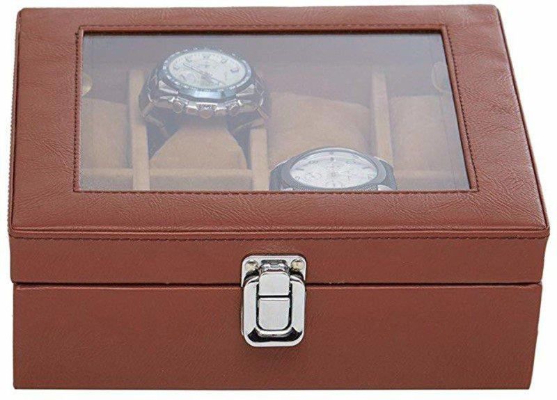 Luxury Designer Watch Box Organizer Holder case Watch Box  (Brown, Holds 8 Watches)