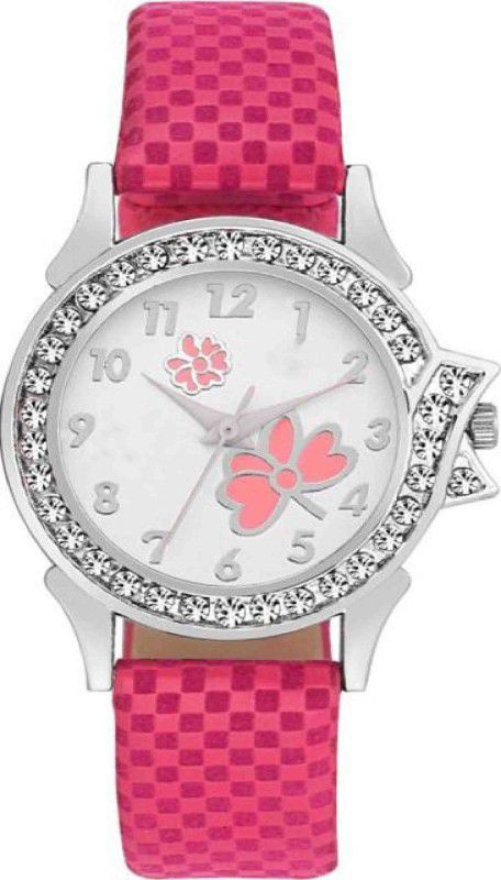 Analog Watch - For Men & Women Pink Diamond Studded Watch - For Girls