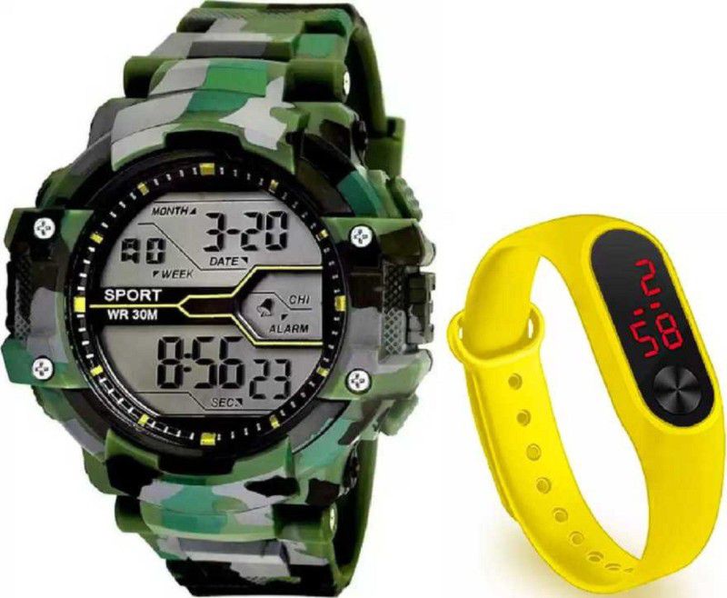 stylish different colored Watch combo Digital Watch - For Men GREEN !MILITARY + YELLOW !M2 DIGITAL WATCHES Combo Of 2 New Dashing Look Perfect Watches For Gift Digital Watch - For Boys & Mens