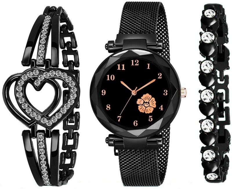 Magnetic Chain magnet strap with bracelet hand watch girls watch for women gift Analog Watch - For Girls Magnet Strap Girls Women GRG Black